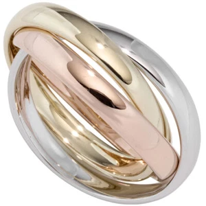 Anillo De Dama Tricolor De 585 Oro Amarillo Oro Blanco Oro Rosa - Imagen 1 de 1