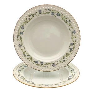 Hutschenreuther Rimmed Soup Bowl Catherine Comtesse Purple Floral 2Pc Set - Picture 1 of 7