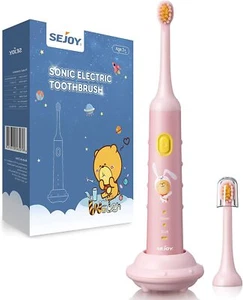 Kids Electric Toothbrush Rechargeable for Children Toddlers Cartoon Design Pink - Picture 1 of 10