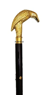 Bastón de madera antiguo con mango de latón para personas mayores hombres mujeres regalo Foto 1 de 3