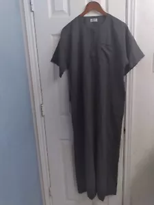 Gray Thobe Islamic Muslim Men's Short Sleeve Abaya Maxi Dress - Picture 1 of 5
