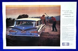 1959 Chevrolet Kingswood Wagon Poster Vintage Print Ad 9-Passenger Station - Picture 1 of 2