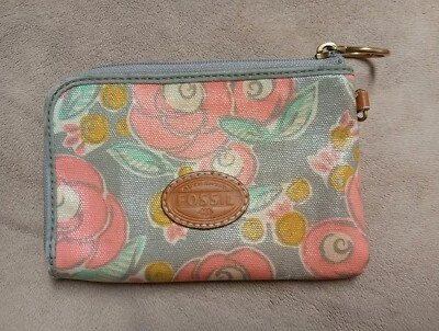 Cartera Muñequera de Lona Recubierta de Fósil Rosas Rosas Flores Florales. Cartera con cremallera  Foto 1 de 4