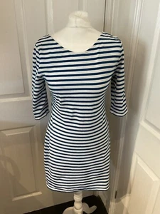 Claudie Pierlot Dress Size 2 Size Uk 10 Blue / White Stripe Breton Cotton Summer - Picture 1 of 8
