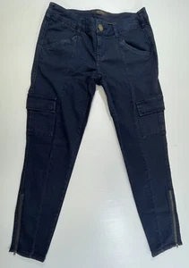 The Limited Woman’s Dark Navy Multi Pocket Zipper Skinny Cargo Stretch Pants 8 - Picture 1 of 12