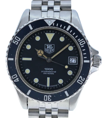 Relógio masculino 37mm Tag Heuer 980.013N preto profissional 1000 pulseira Jubileu 195/3! - Imagem 1 de 4