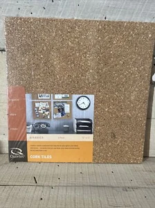 Quartet Cork Board Tiles Case Set of 4 12" x 12" Wall Bulletin Board Cork. (E) - Picture 1 of 2