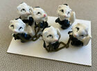 Vintage Ceramiczne zwierzę na karcie Domek dla lalek Miniaturowy Skunk Łańcuszek rodzinny 6 skunks