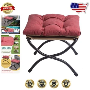 Stylish Red Folding Footrest - Easy Assembly & Non-Slip Design for Stability - Picture 1 of 10
