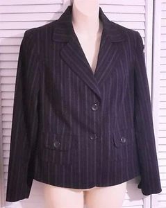 Women's Blazer Suit Jacket RQT Navy Pinstripe Lined Size 8 - Picture 1 of 10