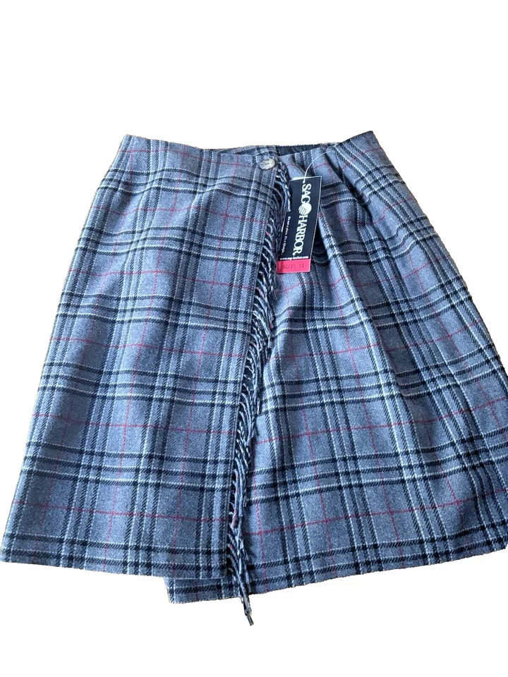 Hermosa falda envolvente de lana a cuadros hasta la mitad/rodilla talla 14 Foto 1 de 4