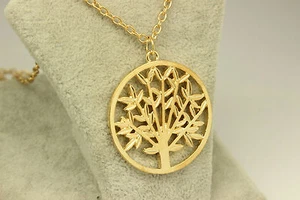 Tree of Life Pendant 3.5cm Necklace Gold and Silver Colours Unisex Necklace - Bild 1 von 5