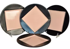 KATE SPADE Saturday Square-in-Circle piatti accento nero/blush set/4 nuovi con scatola - Foto 1 di 8