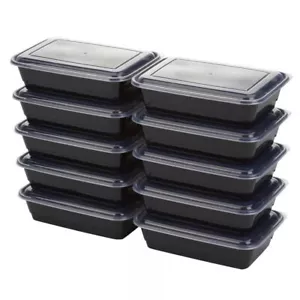 GoodCook Meal Prep 1 Compartment Rectangle Black Containers + Lids - 10ct - Picture 1 of 6