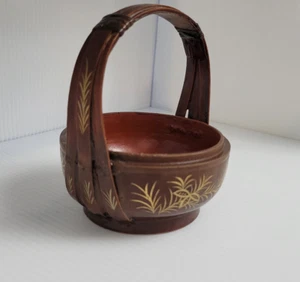 Vintage Asian Chinese Bamboo Woven Food Gift Wedding Trinket Tea Ceremony Basket - Picture 1 of 12