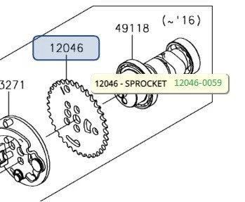 Kawasaki 2010-2016 Klx110 Klx110l Sprocket 12046-0059 New OEM Foto 1 de 1