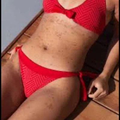NWT aerie red bikini bottom jacquard tie ribbed swim suit extra small - Image 1 of 4