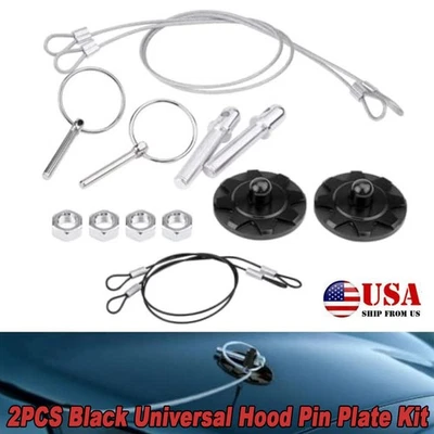 Kit de apariencia de pestillo de bloqueo de capó deportivo de carreras de autos universal CNC NEGRO Foto 1 de 4