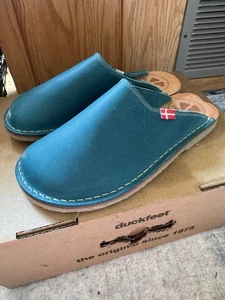Duckfeet Blavand blaue Leder minimalistische Pantolette Kreppsohle Clogs 1x getragen innen 42 - Bild 1 von 6