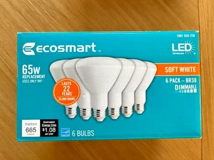 Eco Smart 65W Equivalent BR30 Dimmable LED Light Bulb-NEW Soft White (Pack of 4) - Picture 1 of 3