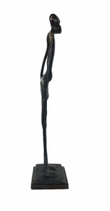 Antique Bronze Tribal Sculpture Figurine Statue African Ghana Man Folk Art - Picture 1 of 10