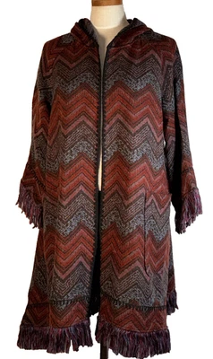 Chaqueta Kimono Jacquard Anthropologie Hei Hei Mesilla M/L Chevron Flecos Con Capucha Foto 1 de 4