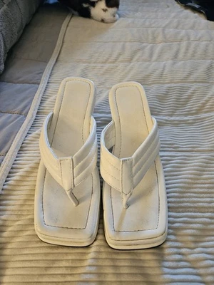 Unbranded White Wedge Sandals Size 38/7.5 NEW - Image 1 of 4