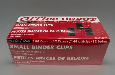 Paquete de 12 clips de carpeta pequeños de metal Office Depot (144) unidades negras 3/4 pulgadas - nuevos Foto 1 de 4