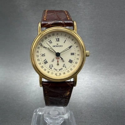 Reloj Movado Mujer 28mm Esfera Crema Tono Dorado Día Fecha Redondo 87.06.825K Nuevo Batt Foto 1 de 4