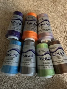 Sure Lock Serger Thread Overlocker Sewing Machine 7 colors, 3000 Yd Polyester - Picture 1 of 3