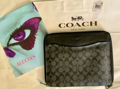 NWT AUTHENTIC IPAD SIGN. TECH SLEEVE, CHARCOAL BLACK, ZIP CLOSE, 4 POCKET F64562 - Image 1 of 3