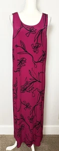 Chico's Travelers Damen Tank Maxikleid Gr. 3 Rosa Schwarz Blumen U-Ausschnitt - Bild 1 von 11