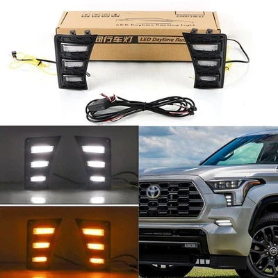 LED Daytime Running Light Turn Indicator Fog Lamp Bumper For Toyota Sequoia 22- - Image 1 of 4