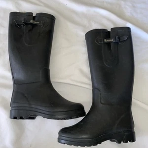 Aigle Black Faux Fur Lined Women’s Wellington Boots US 6.5 EU 37 - Picture 1 of 12