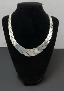 VTG Taxco Mexico Heavy Sterling Silver Choker Necklace 925 Statement Piece 129g - Picture 1 of 17