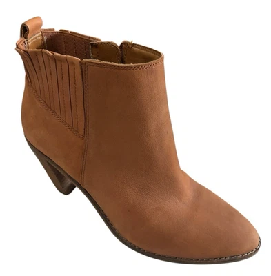 Lucky Brand Nesly Leather Cognac Heeled Western Ankle Booties Womens Size 8M - Image 1 of 4