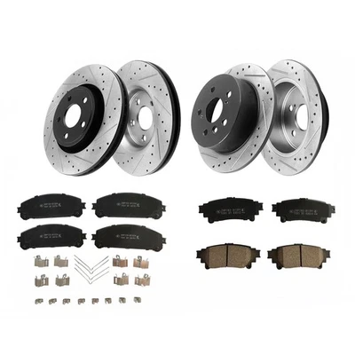 Front Rear Drilled Rotors Brake Pads for Toyota Sienna Highlander RX350 RX450h - Image 1 of 4