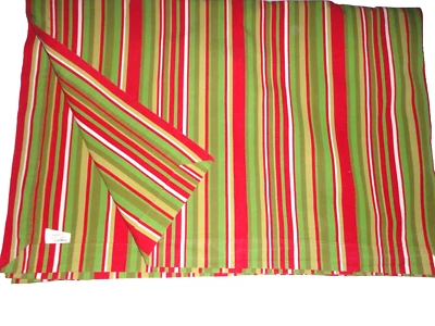 CRATE & BARREL JOULU STRIPE GREEN RED WHITE (1) OBLONG TABLECLOTH 60 X 90 - Image 1 of 4