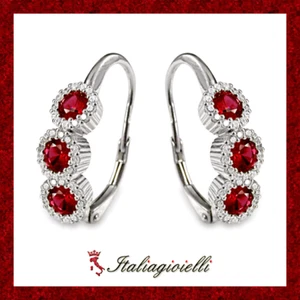 Raggianti Orecchini Trilogy Rubino Donna in Argento 925 rodiato Oro Bianco - Foto 1 di 4