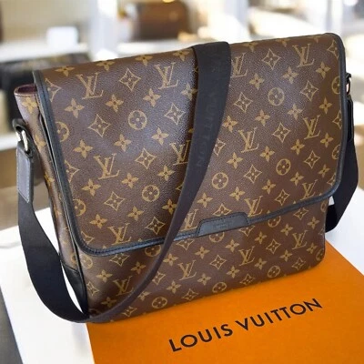 LOUIS VUITTON Bass GM Macassar Black Leather Monogram Messenger Laptop Mens Bag - Image 1 of 4