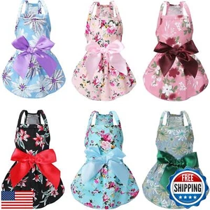 6 Pieces Puppy Dog Dress Pet Bowknot Princess Dress Puppy Floral Vest Skirt P - Picture 1 of 5