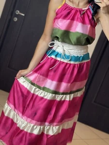 Vestito Lungo Donna In Raso Colorato Fresco Estivo Veste Da Xs-XL - Foto 1 di 6