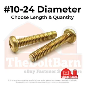 #10-24 Brass Phillips Pan Head Machine Screws (Choose Length & Qty) - Picture 1 of 8