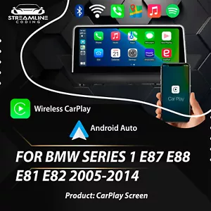 10.25" WIRELESS CARPLAY ANDROID AUTO FOR BMW SERIES1 E87 E88 E81 E82 TOUCHSCREEN - Picture 1 of 5