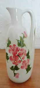 Brocca porcellana vintage vaso Ewer contanti famiglia dipinta a mano fiori di pesca rosa - Foto 1 di 8
