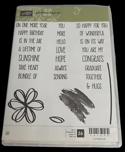 Stampin’  Up “SUNSHINE SAYINGS” Brand New Mixed Theme Phrases 26 Stamps - Picture 1 of 9