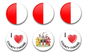 25MM 1" BUTTON BADGES COUNTY TYRONE X6 - Foto 1 di 1