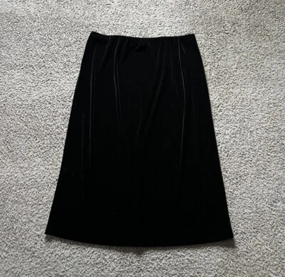 Vintage Y2K 90s Velvet Skirt 1X Black Long Elastic Waist Romantic Goth Evening - Image 1 of 4