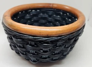 Vintage Dansk Dark Blue Woven One Basket Planter 8" diameter 4 1/4" Height - Picture 1 of 6