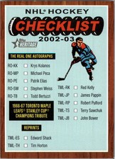 2002-03 Topps Heritage #NNO Checklist 5 of 6